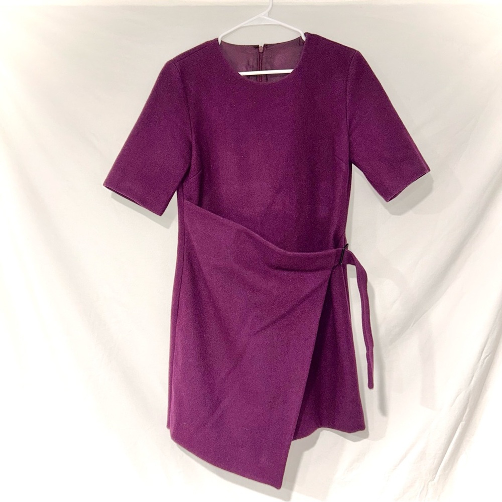 Kate Spade Saturday Rich Plum Purple Wool Mini Wrap Asymmetrical Dress